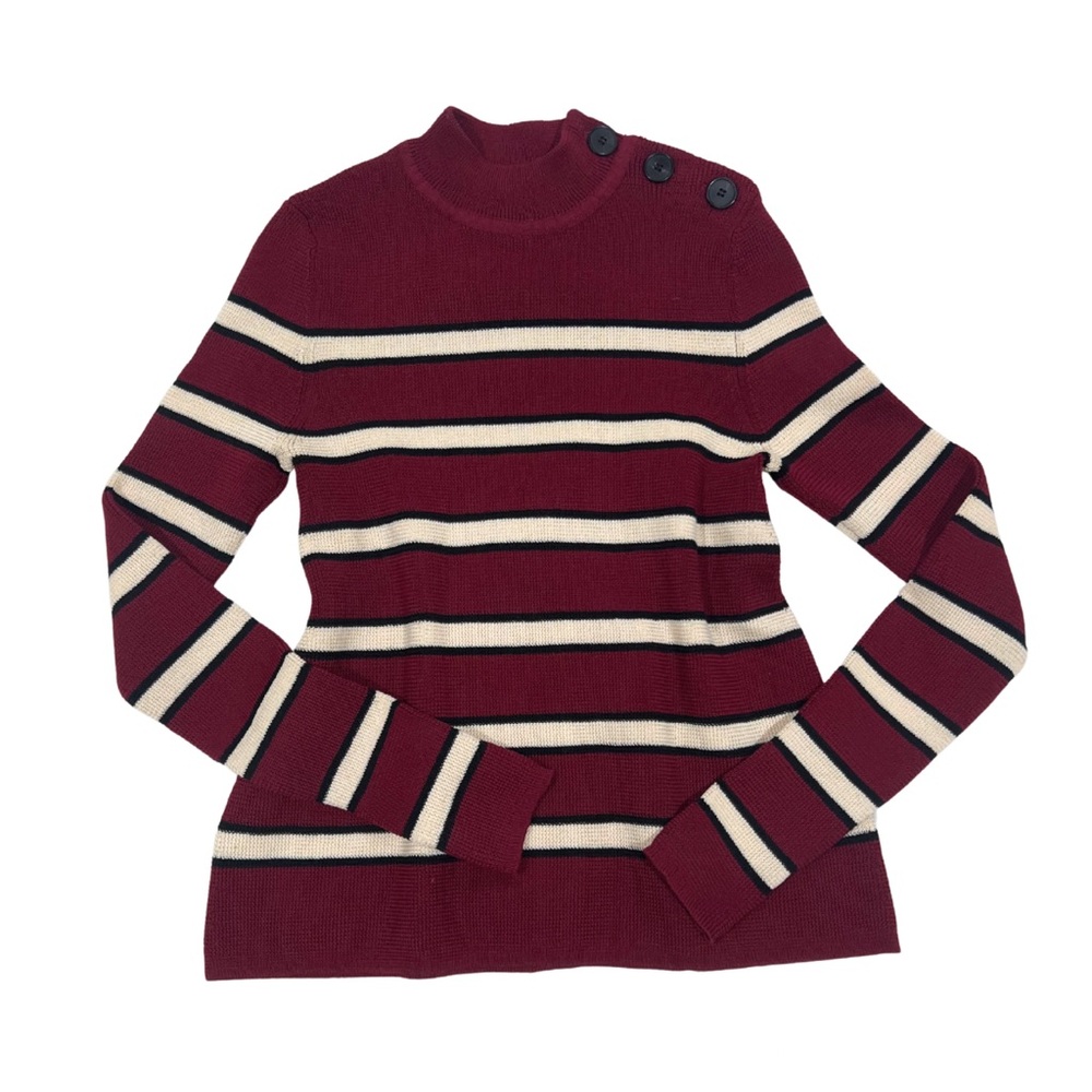 Isabel Marant Étoile Devona Striped Stretch Knit‎ Side Button Pullover Sweater - Picture 2 of 6